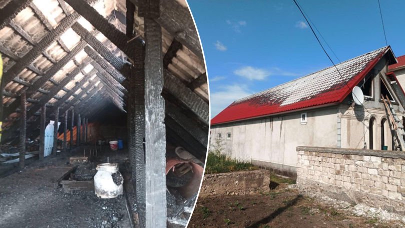 Incendiu la Briceni: Acoperișul unei case, în flăcări. Stăpânul, la spital