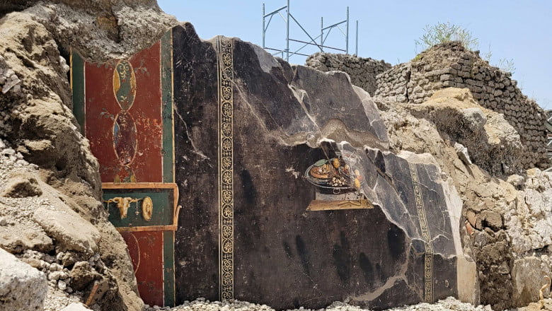 Arheologii au descoperit o pictură cu o pizza în ruinele orașului antic Pompei