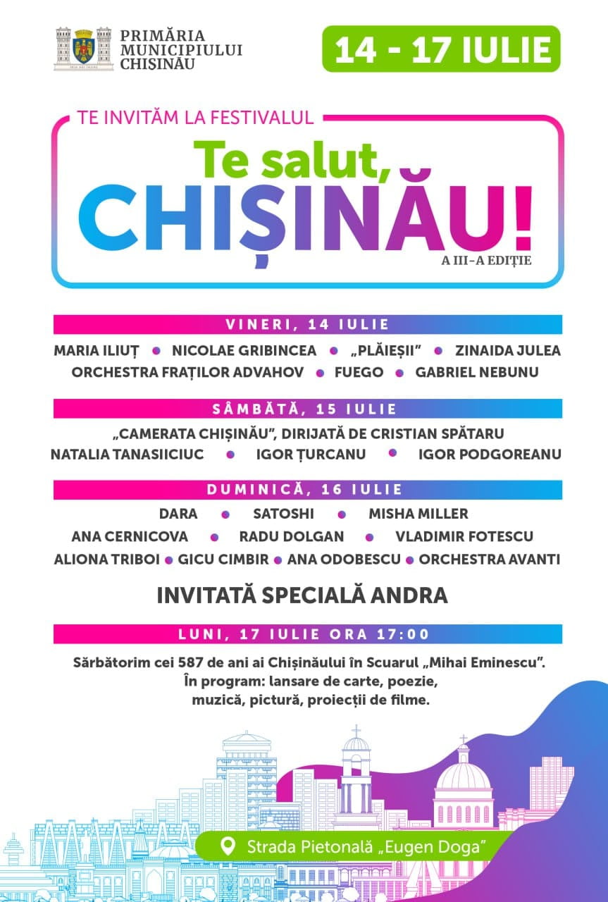 Primăria municipiului Chișinău a anunțat organizarea Festivalului „Te salut, Chișinău”