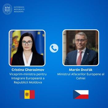 Viceprim-ministra Cristina Gherasimov a avut o convorbire telefonică cu Martin Dvořák, ministrul Afacerilor Europene al Cehiei