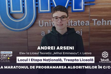 Un tânăr din raionul Leova a obținut locul I la Maratonul de Programare a Algoritmilor în C/C++. Acesta își dorește să urmeze o carieră în IT